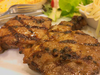 Close-up of meal served in plate