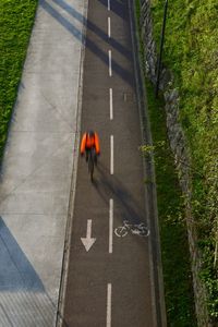 Cyclist on the street, bicycle mode of transport in bilbao city, spain