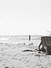 View of calm sea against clear sky