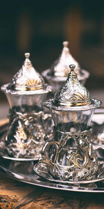 Close-up of tea cup on table