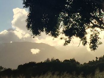 Scenic view of silhouette mountain against sky