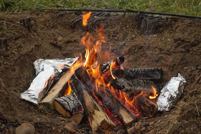 Close-up of bonfire