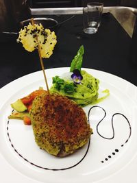 Close-up of food served in plate