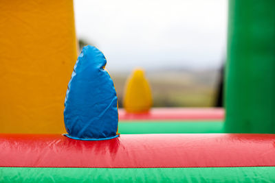 Close-up of multi colored toy on table