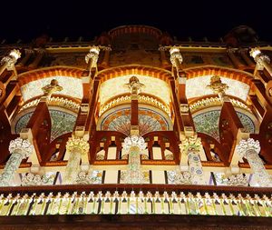 Low angle view of illuminated temple