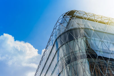 Low angle view of built structure against blue sky