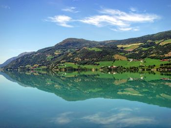 Scenic view of lake against sky