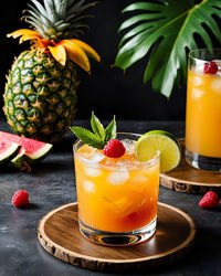 Close-up of pineapple on table