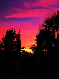 Silhouette trees against sky during sunset