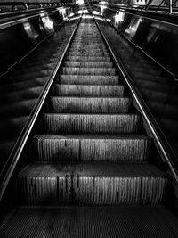 High angle view of escalator