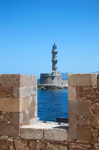 The lighthouse of chania in malta island