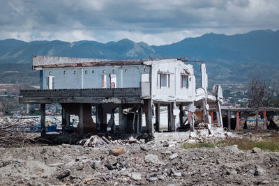 Tsunami disaster former buildings in the city of palu, indonesia