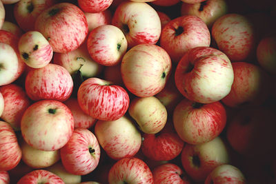 Full frame shot of apples for sale in market