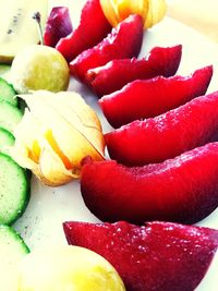 Close-up of strawberries in plate