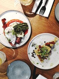 High angle view of food in plate on table