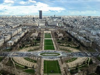 High angle view of buildings in city