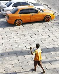 Woman standing on street