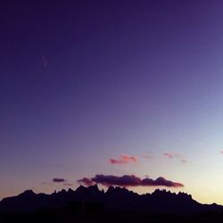 Scenic view of mountains against sky at sunset