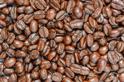 Close shot of roasted coffee beans. beverage concept