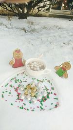 High angle view of food on table