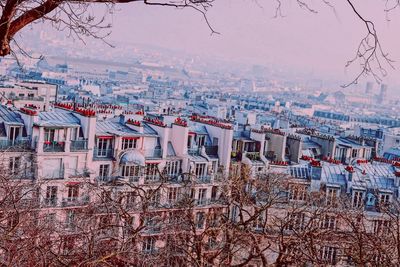 High angle view of townscape against sky