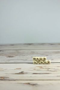 Close-up of text on table