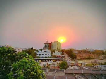 View of city at sunset