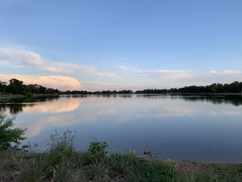 Scenic view of lake against sky