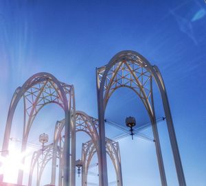 Low angle view of building against blue sky