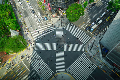 High angle view of city street