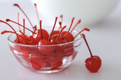 Close-up of red fruit in bowl