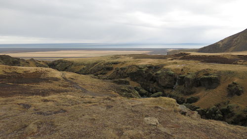 Scenic view of sea against cloudy sky