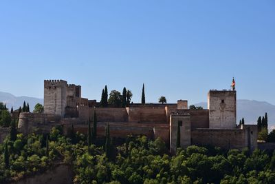 Castle in spain against clear blue sky