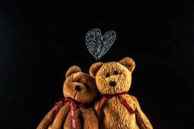 Close-up of stuffed toy against black background