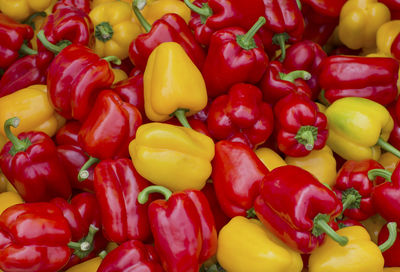 Full frame shot of bell peppers for sale in market