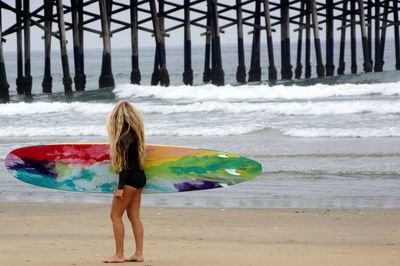 Full length of woman on beach