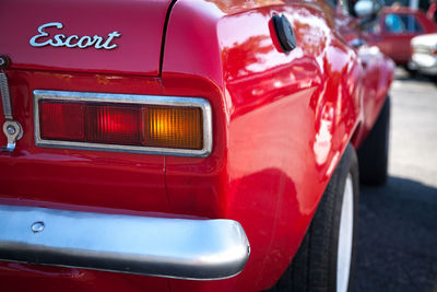 Close-up of red car