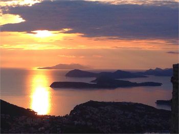 Scenic view of sea at sunset