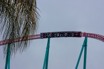 Low angle view of rollercoaster against clear sky