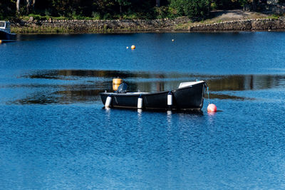 Boat moored in swimming pool