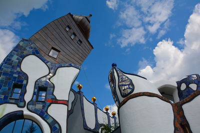 Low angle view of traditional building against sky