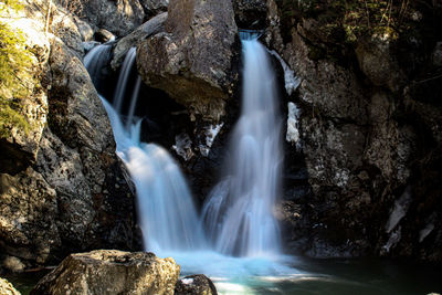 Scenic view of waterfall