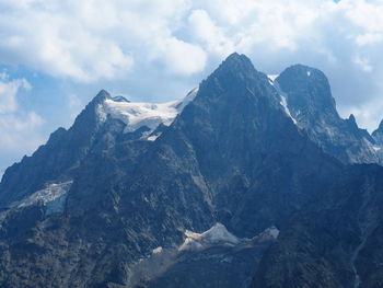 Scenic view of mountains against sky. mount pelvoux.