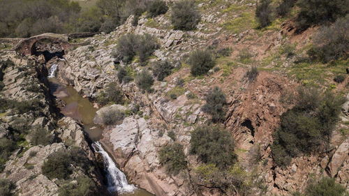 Scenic view of river flowing through rocks