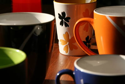 Close-up of coffee cup on table