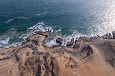 High angle view of beach