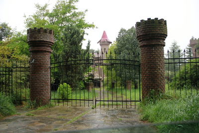 Gazebo in park against sky