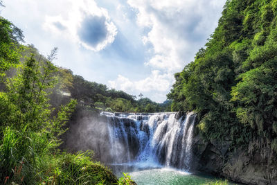 Shifen waterfall view. the waterfall is located near shifen old town. taiwan.