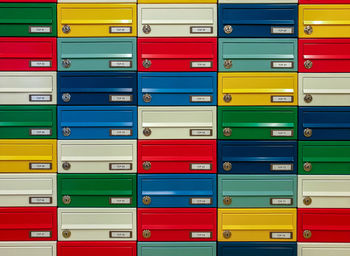 Full frame shot of multi colored lockers