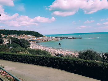 Scarborough by sea against sky